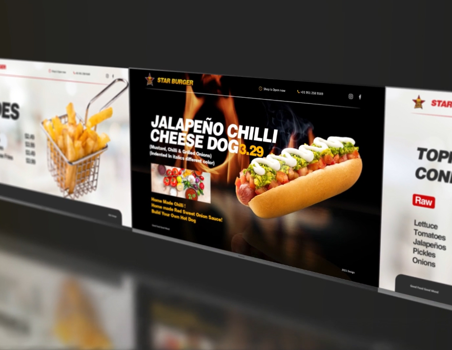 Restaurant Menu Digital Signage and animated menu design